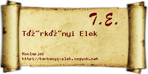 Tárkányi Elek névjegykártya