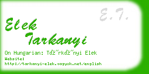 elek tarkanyi business card